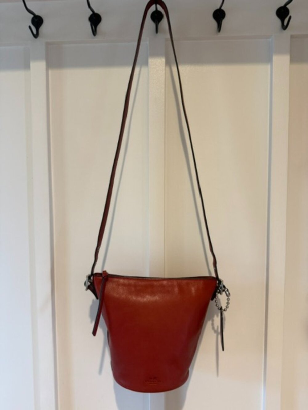 Coach Bleecker 32281 Reddish Orange Leather Mini Duffle Crossbody